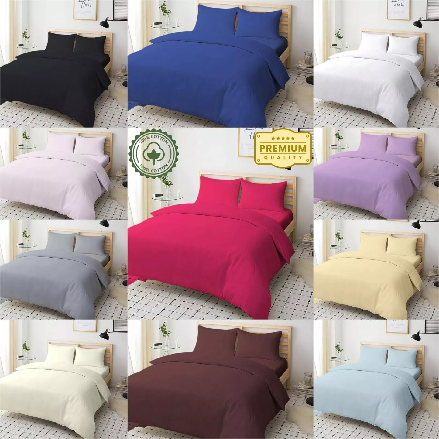 100% Egyptian Cotton Duvet Cover Set TC 200 Thread Count