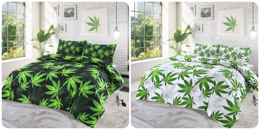 Cannabis Leaf Duvet Cover Set with 2 Matching Pillowcases